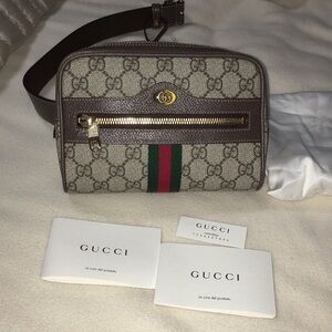 GUCCI NWT OPHIDIA REMOVABLE BELT BAG  DOUBLE G LEATHER TRIM